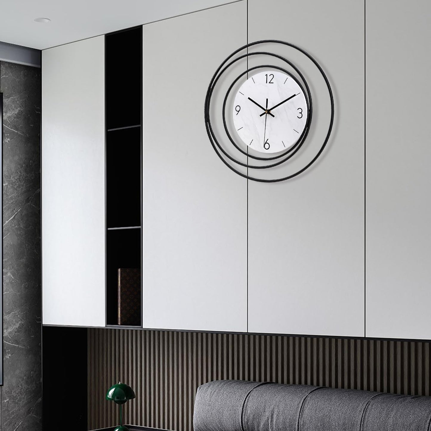 Dankeit Decorative Wall Clock,Silent Non-Ticking Quality Quartz Movement Battery Operated,Large Wall Clocks for Living Room Kitchen Home Bathroom Bedroom Wall Decor,16x16inch,White