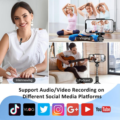 MAYBESTA Wireless Mini Microphone for iPhone, Android Phone - 2 Pack Lavalier Lapel Mic for Audio Video Recording - Clip on Content Creator Microphones for YouTube Tiktok Podcast Vlogging