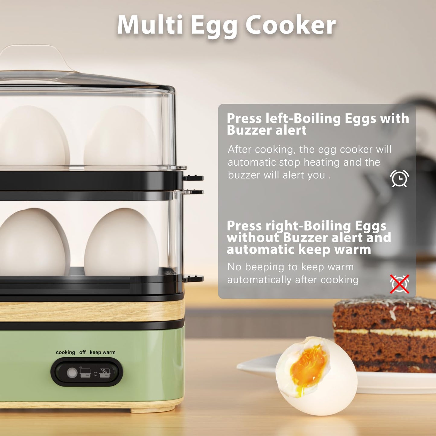 Evoloop Rapid Egg Cooker Electric 12 Eggs Capacity, Soft, Medium, Hard Boiled, Poached, Omelet Maker Egg Poacher & Vegetable Steamer, BPA Free Tray