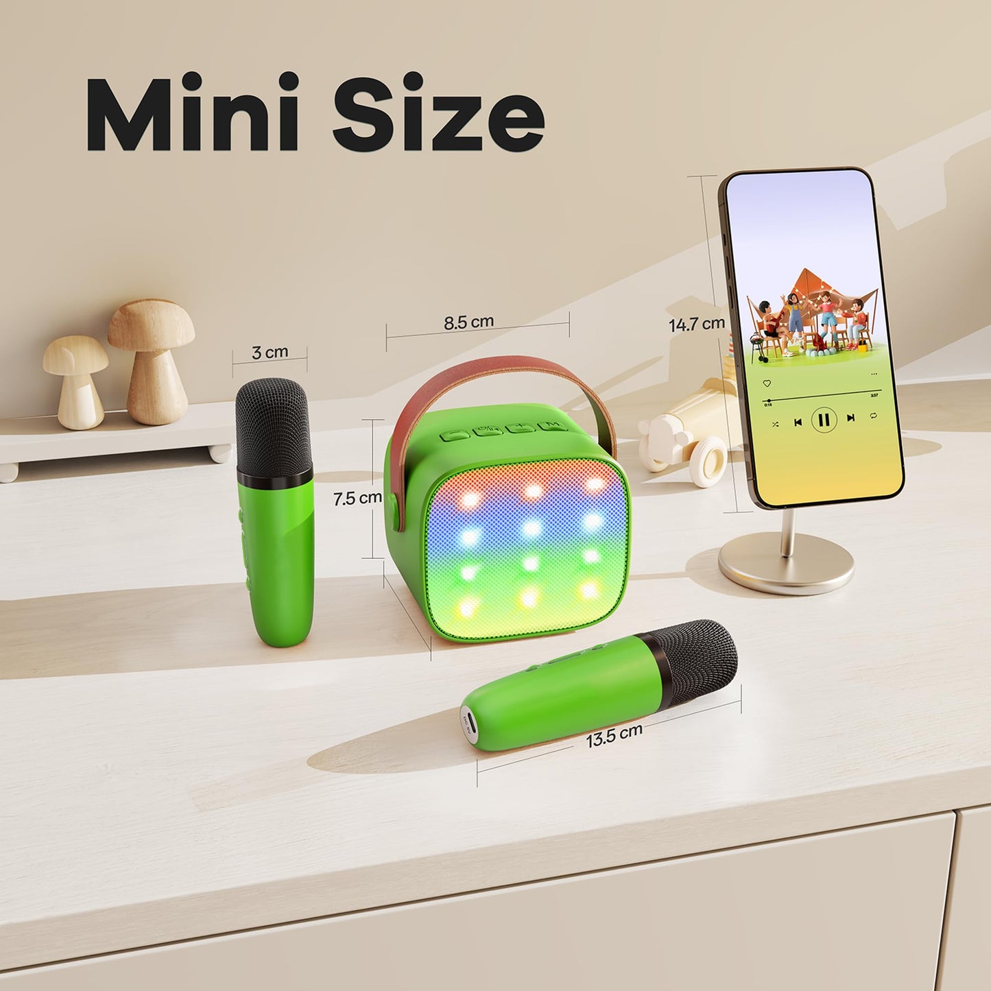 YLL Mini Karaoke Machine for Kids Adults, Portable Bluetooth Speaker with 2 Wireless Microphones, Trendy Birthday Gifts Toys for Girls Ages 3, 4, 5, 6, 7, 8, 9, 10+ Years Old Home Family Party (P-ink)
