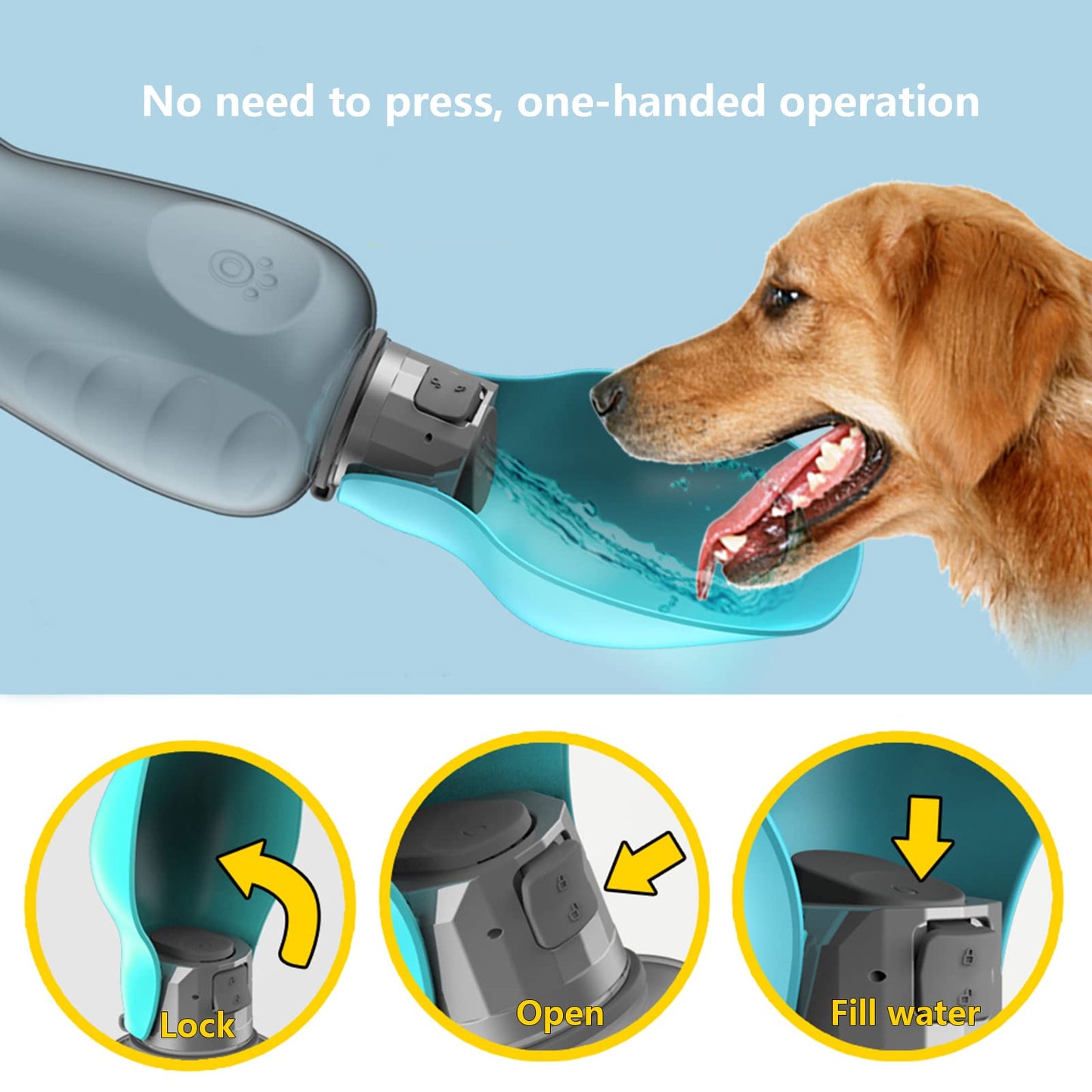 Kalimdor Dog Water Bottle, Leak Proof Portable Puppy Water Dispenser with Drinking Feeder for Pets Outdoor Walking, Hiking, Travel, Food Grade Plastic (19oz Blue)