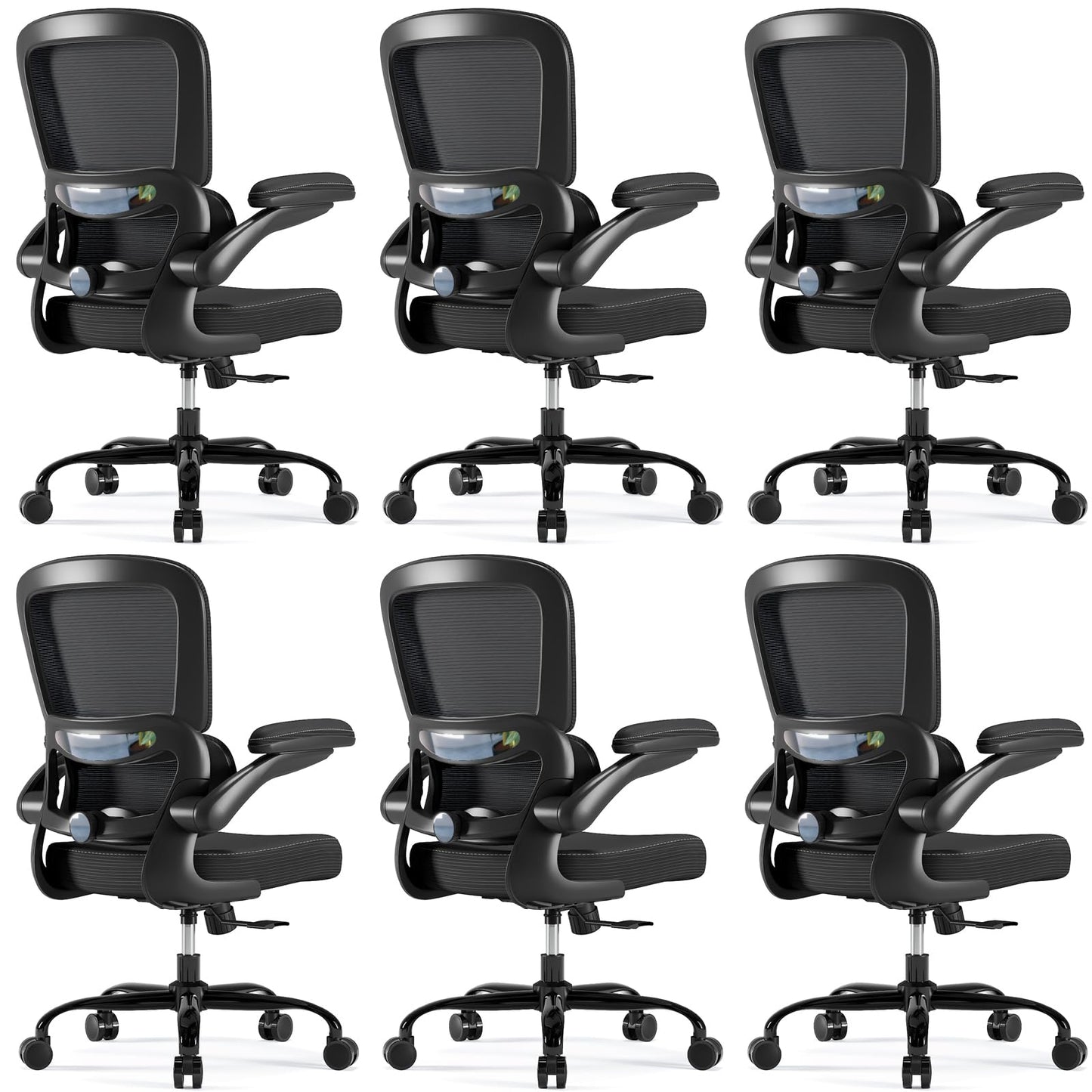 TRALT Ergonomic Office Chair - Desk Chair with Adjustable Lumbar Support Computer Chair - Mesh Comfy Chair with Flip-up Armrests - Gaming Chairs for Adults Home Office (Leather, White)