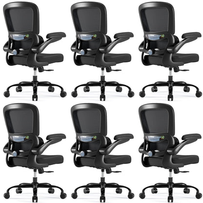 TRALT Ergonomic Office Chair - Desk Chair with Adjustable Lumbar Support Computer Chair - Mesh Comfy Chair with Flip-up Armrests - Gaming Chairs for Adults Home Office (Leather, White)