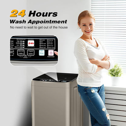 Portable Washing Machine, 17.7lbs Full-Automatic Small Washing Machine for Apartment, 10 Wash Programs with Drain Hose Dorm Size Portable Washer for RV, Home, College, Grey
