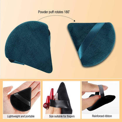 Pimoys 6 Pieces Powder Puff, Face Makeup Sponge Soft Velour Triangle Powder Puffs Beauty Sponge for Loose Powder (Black, Pink)