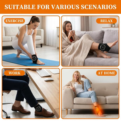 Red Light Cordless Ankle Massager with Heat & Vibration, for Foot & Ankle Pain Relief, 5 Heat Levels, 3 Massage Modes,Travel & Home Use (Charcoal Black-2 Pack)