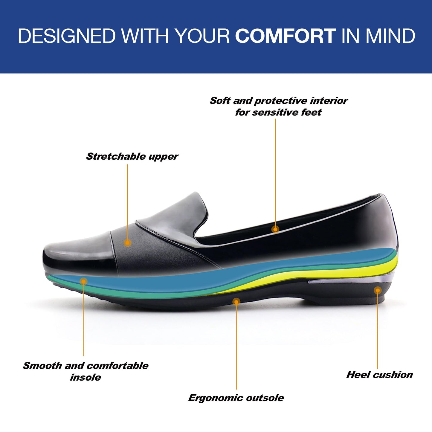 Ortho + Rest Women Orthopedic Dress Shoes Bunions Loafers Slip On Orthotic Shoes