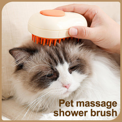 Cat Steam Brush, 3 In 1 Steamy Pet Brush, Silicone Massage Dog Hair Remover Comb, Spray Mist Grooming for Indoor Kittens (Mango Green)
