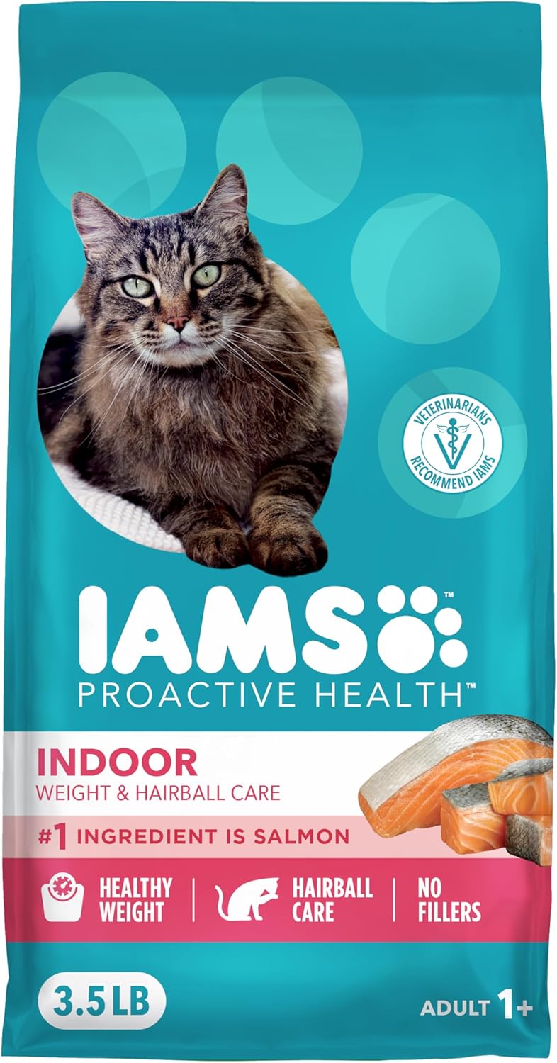 IAMS Proactive Health Indoor Dry Cat Food, Chicken & Turkey, 7 lb | Vet-recommended, Real Chicken #1 Ingredient, Proprietary Fiber Blend, Prebiotics for Healthy Digestion, Hairball Control