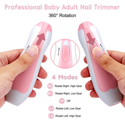 Electric Nail File Drill for Baby No Sharp Claws Hurt, 6 in 1 Safety Cutter Trimmer Clipper for Toes and Fingers (Blue)