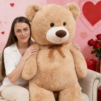 Toys Studio 47 Inch Big Teddy Bear Giant Stuffed Animal for Girls, 4 Feet Large Teddy Bear Baby Shower Party Decorations Kids Women Girlfriend Christmas Valentines Gifts, Light Brown