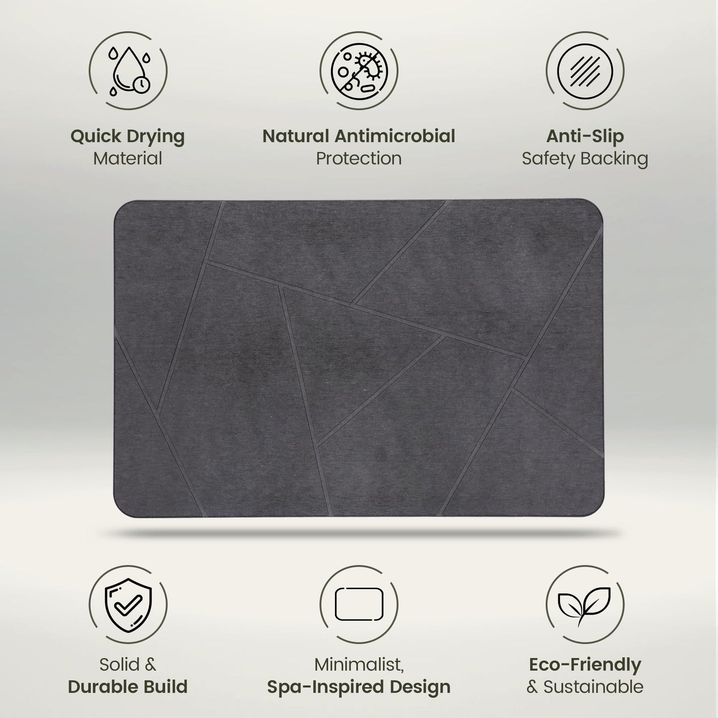 Quick Dry Shower Stone Bath Mat, Super Absorbent & Non-Slip 24 x 16 Inch Diatomaceous Earth Mat, Durable & Easy to Clean Diatomite Bath Mat for Bathroom Floor/Kitchen (River Silt)