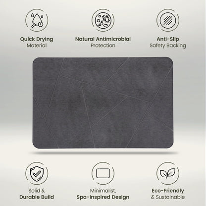 Quick Dry Shower Stone Bath Mat, Super Absorbent & Non-Slip 24 x 16 Inch Diatomaceous Earth Mat, Durable & Easy to Clean Diatomite Bath Mat for Bathroom Floor/Kitchen (River Silt)