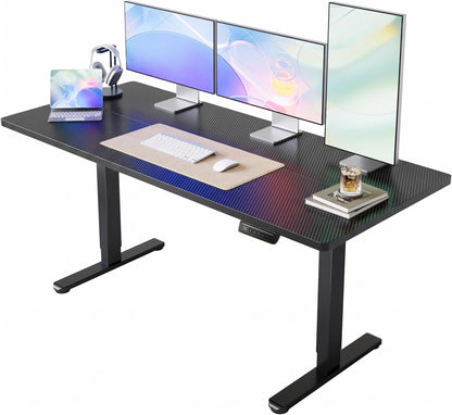 HUANUO 32" Small Electric Standing Desk Adjustable Height, 4 Memory Height Settings, Sit Stand Up Desk for Home Office & Computer Workstation, LightWalnut