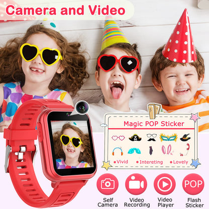 Cosjoype Kids Game Smart Watch for Kids with 39 Puzzle Games HD Touch Screen Camera Music Player Pedometer Alarm Clock Calculator Flashlight 12/24hr Kid Watch Gift for 4-12 Year Old Boys Toys for Kid