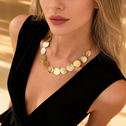 Gold Choker Necklace for Women Chunky Gold Disc Chains Necklace Bold Statement Geometric Round Disc Choker Necklaces Charm Prom Jewelry Accessories