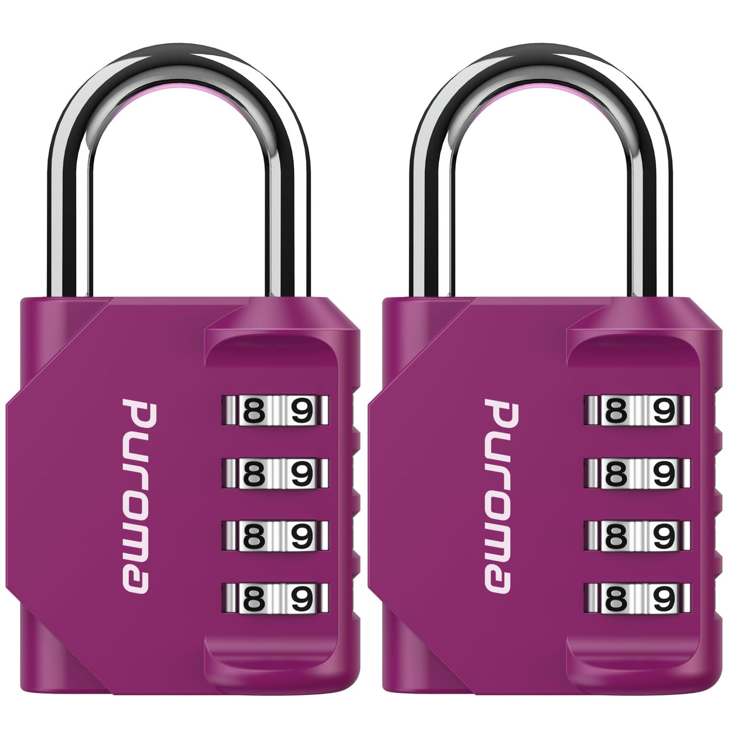 Puroma 2 Pack Combination Lock 4 Digit Padlock for School Gym Locker, Sports Locker, Fence, Toolbox, Case, Hasp Storage (Black & Code Window)