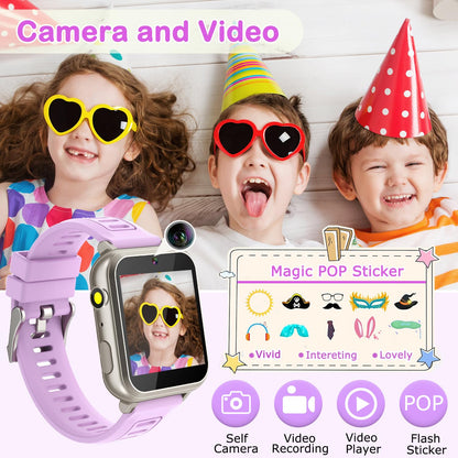 Cosjoype Kids Game Smart Watch for Kids with 39 Puzzle Games HD Touch Screen Camera Music Player Pedometer Alarm Clock Calculator Flashlight 12/24hr Kid Watch Gift for 4-12 Year Old Boys Toys for Kid