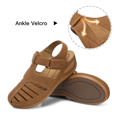 SHIBEVER Women's Wedge Sandals Summer: Closed Toe Sandals for Women Platform Dressy Wedge Size 5-11