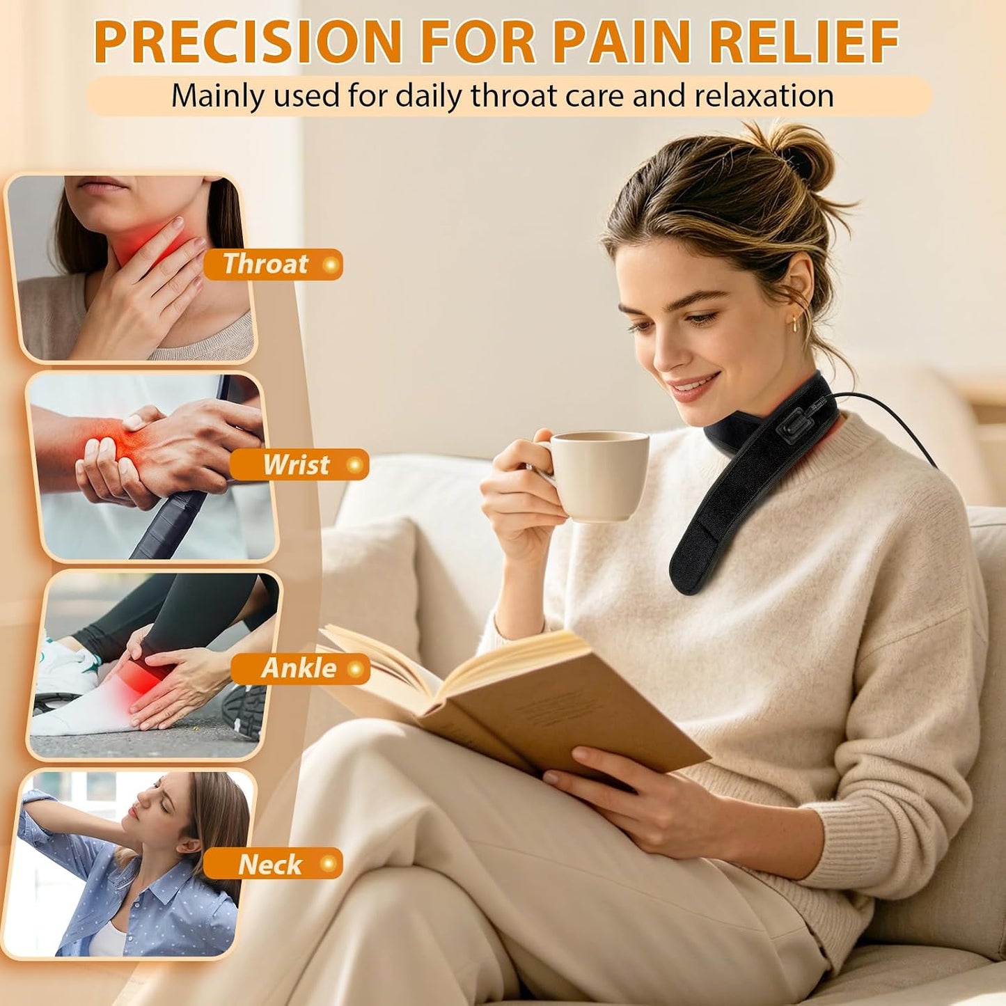 Upgraded 2-in-1 Red Light Therapy Belt for Throat & Neck, Dual-Wavelength 660nm Red Light & 810nm Near-Infrared Light, 3 Red Light Modes,Timer Function,Relaxation & Daily Wellness