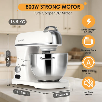 8.4QT Commercial Stand Mixer 800W with Aluminum Die Casting Meets the Standard of NSF/ANSI 8-2023, Mixers Kitchen Electric Stand Mixer with Stainless Steel 8L Bowl, Dough Hook, Whisk and Beater