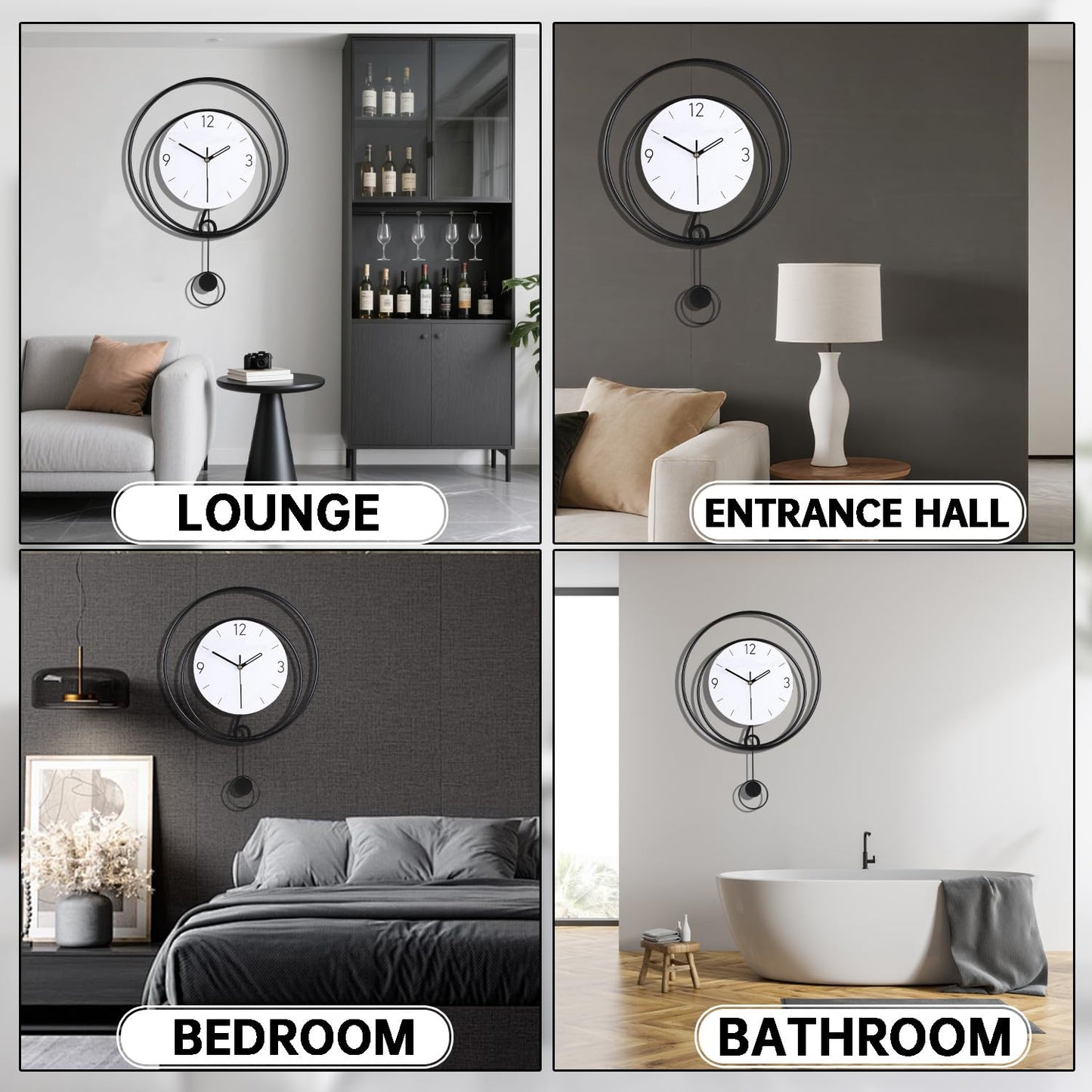 Dankeit Decorative Wall Clock,Silent Non-Ticking Quality Quartz Movement Battery Operated,Large Wall Clocks for Living Room Kitchen Home Bathroom Bedroom Wall Decor,16x16inch,White