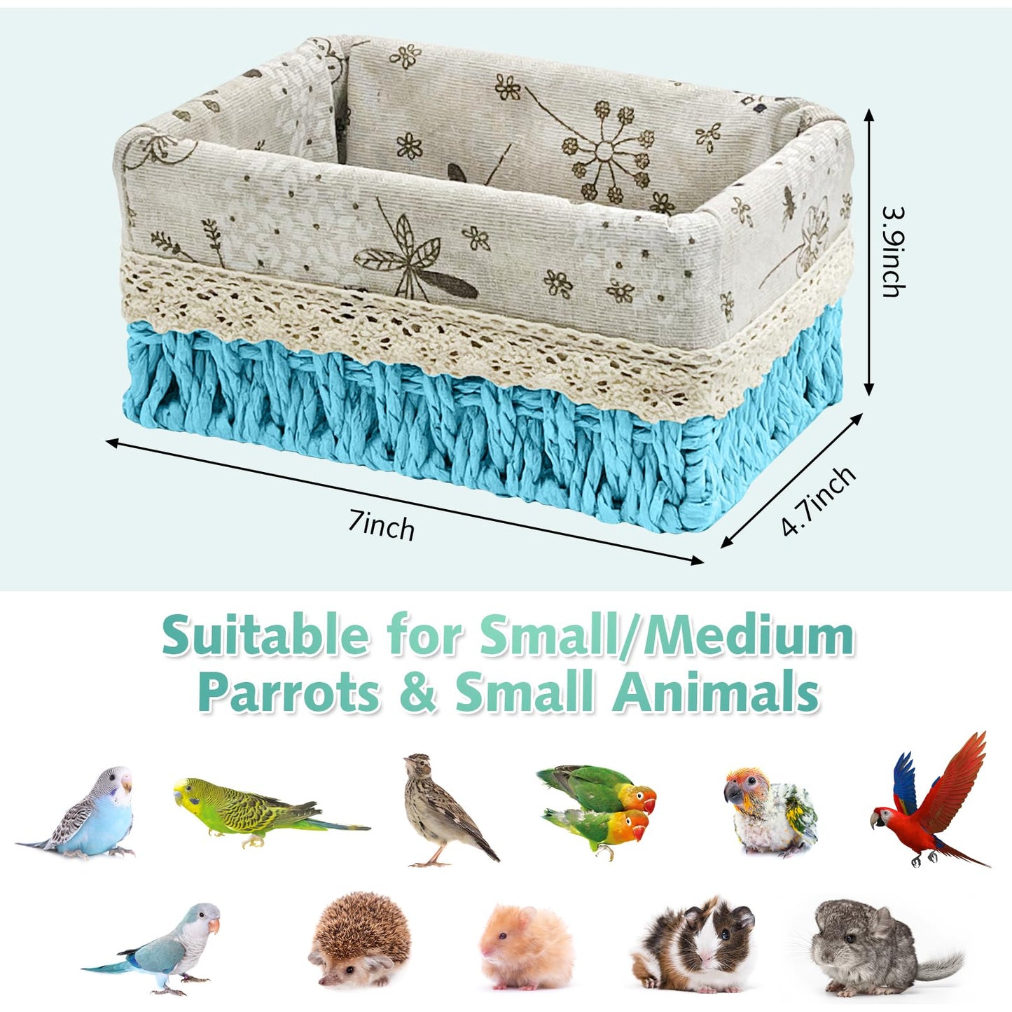 kathson Bird Nest Parrot House Birds Sleeping Bed Straw Weave All Season Hanging Hammock Bird Bed Snuggle Hut Birdcage Accessories for Parakeets Budgies Cockatiels Conures Quaker Parrot(Yellow)
