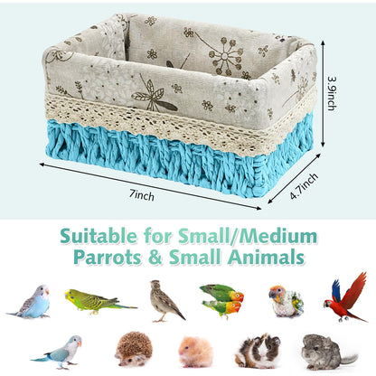 kathson Bird Nest Parrot House Birds Sleeping Bed Straw Weave All Season Hanging Hammock Bird Bed Snuggle Hut Birdcage Accessories for Parakeets Budgies Cockatiels Conures Quaker Parrot(Yellow)