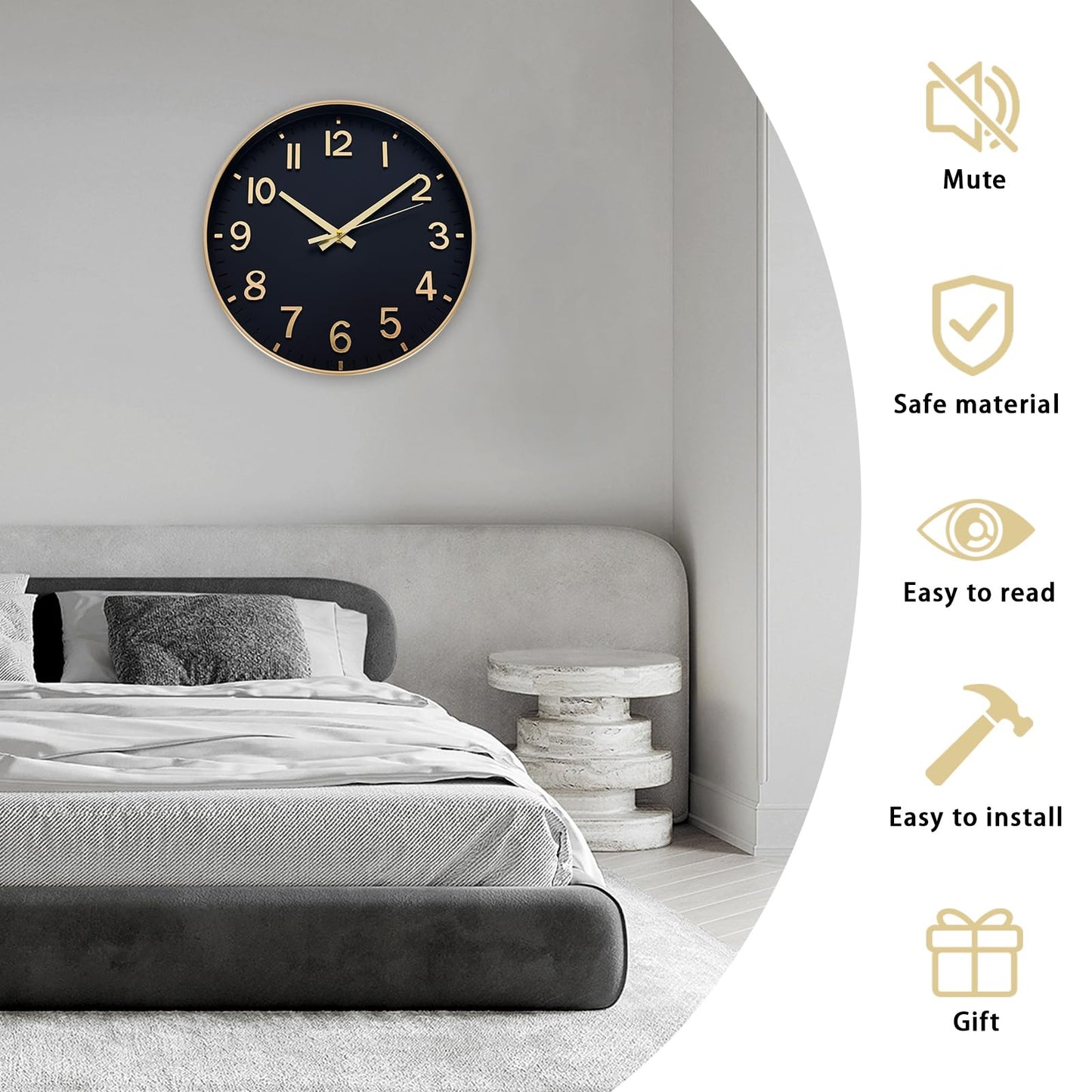 HZDHCLH Wall Clocks Battery Operated,Wall Clock Green,8 inch Wall Clock Silent Non Ticking Modern 3D Numbers for Kitchen Bedroom Living Room Office Classroom Decor