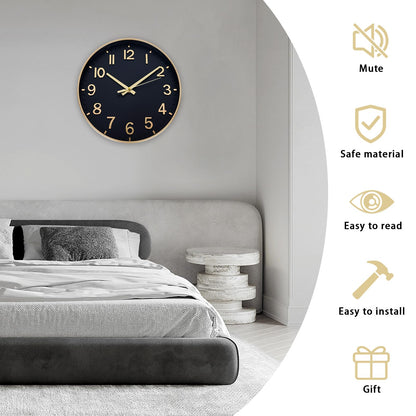 HZDHCLH Wall Clocks Battery Operated,Wall Clock Green,8 inch Wall Clock Silent Non Ticking Modern 3D Numbers for Kitchen Bedroom Living Room Office Classroom Decor