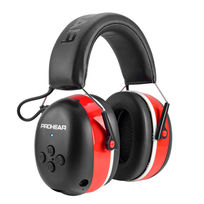 PROHEAR 037 Bluetooth 6.0 Hearing Protection Headphones with Rechargeable 1500mAh Battery, 30dB SNR Safety Noise Reduction Ear Muffs 120H Playtime for Mowing, Workshops, Snowblowing - Black