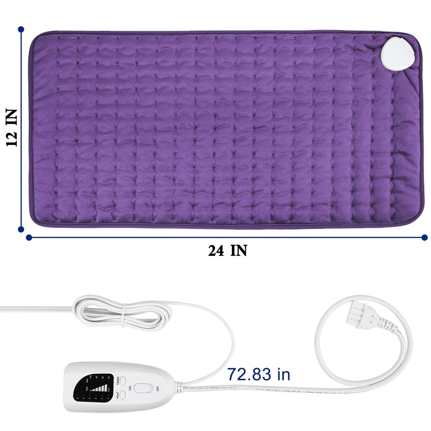 Electric Heating pad with 6 Heat Settings, Auto Shut Off, Dry Electric Heating for Back Neck Knee Arms Legs Shoulder Heat Pads for Christmas Birthday Father Mother's Day (24"X12", Gray Green)