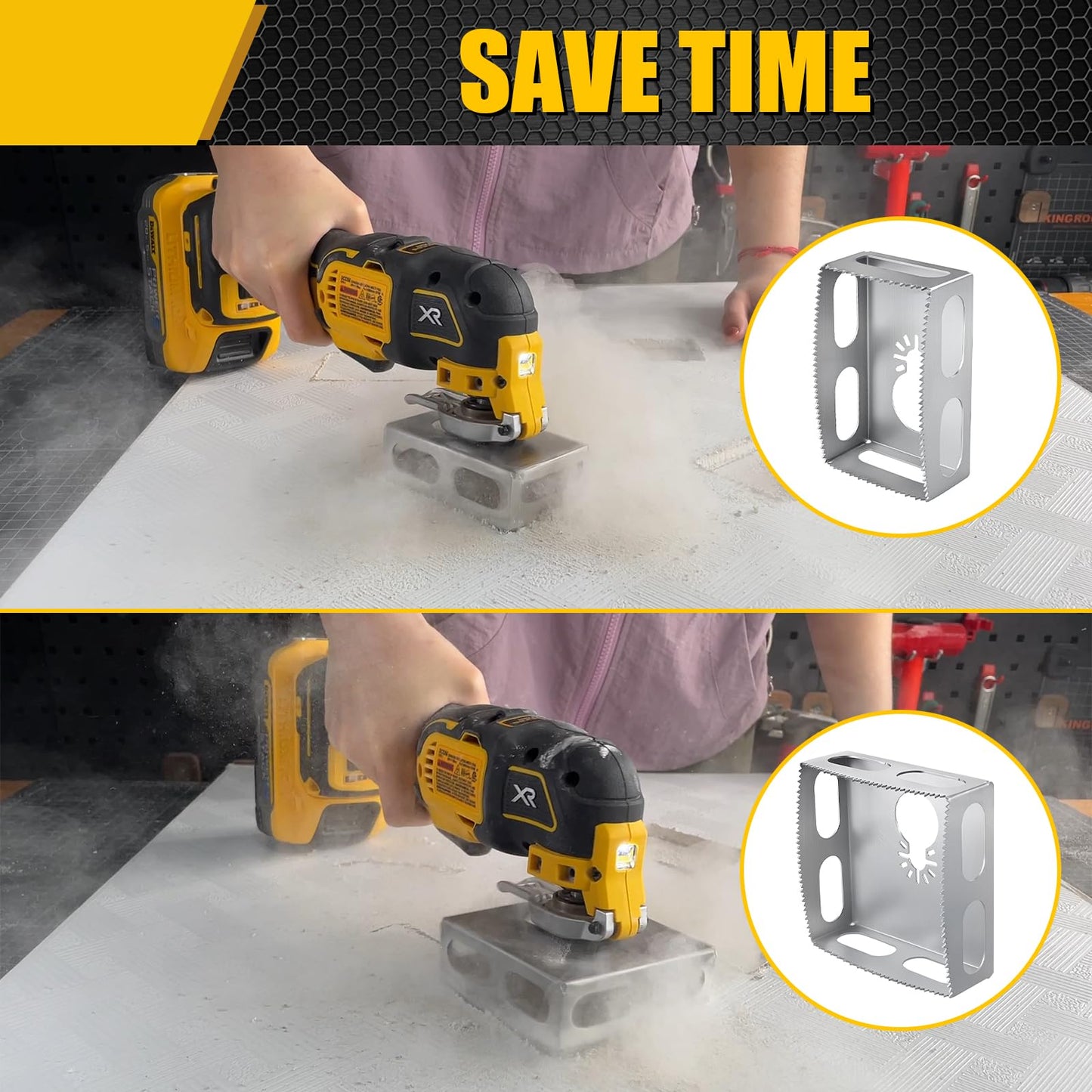Square Slot Cutter Compatible for Dewalt 20V & Milwukee M18 Oscillating Multi-Tool to Cut-in Single Gang Wall Gang Electrical Boxes,Outlet Cutter for Drywall,Efficient Cutting Tool,1 Pcs square-shaped