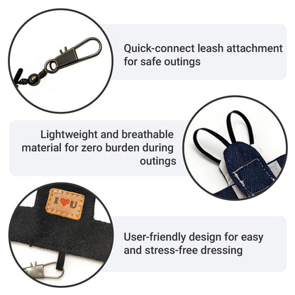 Bird Flight Harness Vest, Adjustable Training Design Anti-Bite, Suit with Leash for Parakeets Cockatiels Conures Budgies, Bird Flying Clothes with Rope and Handle (Cowboy L)