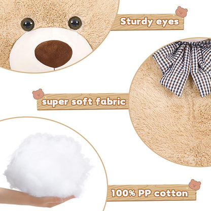 Toys Studio 47 Inch Big Teddy Bear Giant Stuffed Animal for Girls, 4 Feet Large Teddy Bear Baby Shower Party Decorations Kids Women Girlfriend Christmas Valentines Gifts, Light Brown