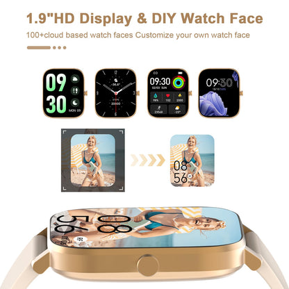 Smart Watch for Men Women Compatible with iPhone Samsung Android Phone 1.69 inch Full Touch Screen IP68 Waterproof Bluetooh Fitness Tracker Heart Rate/Sleep Monitor (Black)