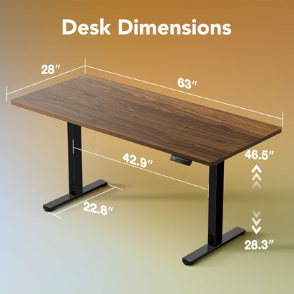 HUANUO 32" Small Electric Standing Desk Adjustable Height, 4 Memory Height Settings, Sit Stand Up Desk for Home Office & Computer Workstation, LightWalnut