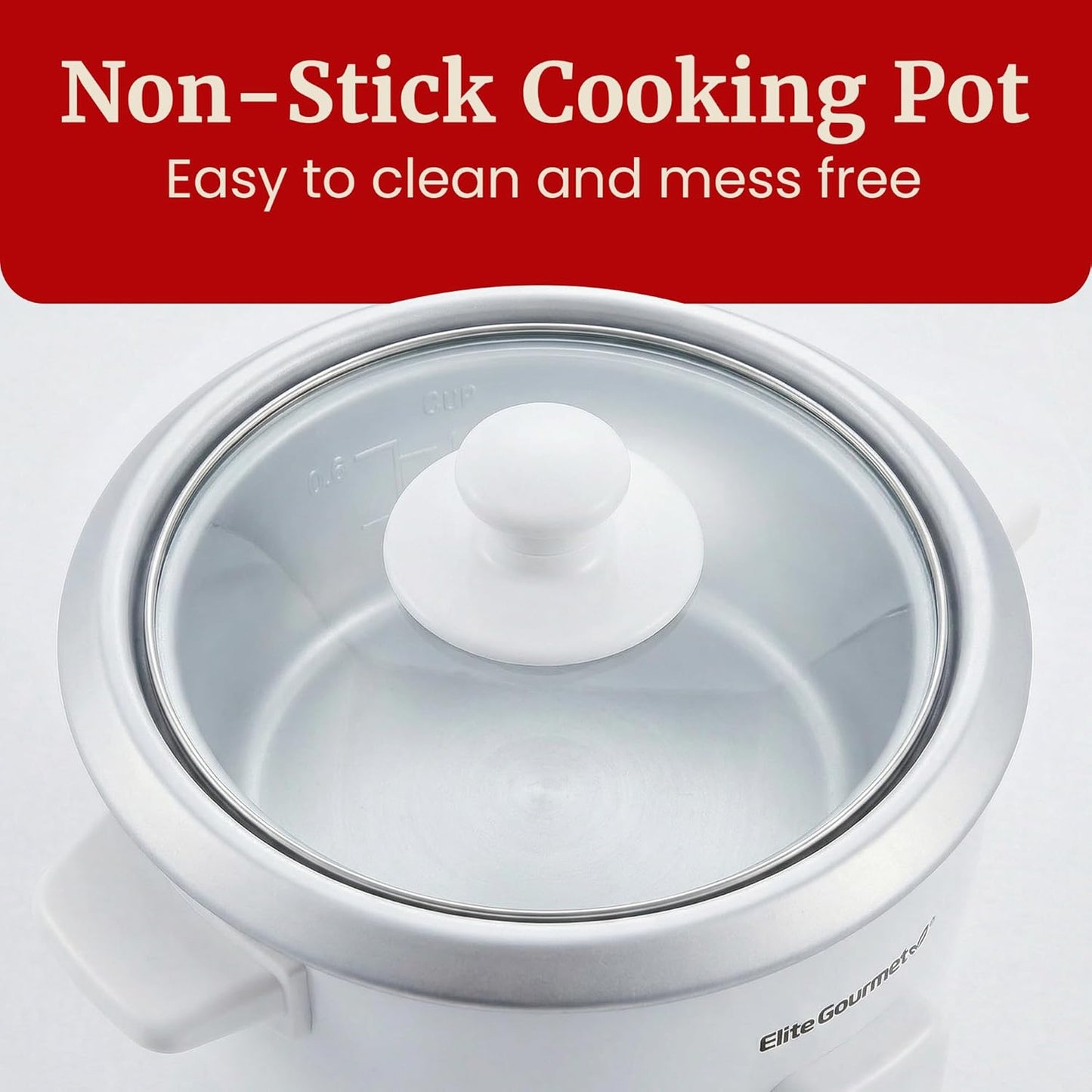 Elite Gourmet ERC-003X Electric Rice Cooker with Automatic Keep Warm Makes Soups, Stews, Grains, Hot Cereals, 6 Cups Cooked (3 Cups Uncooked), White