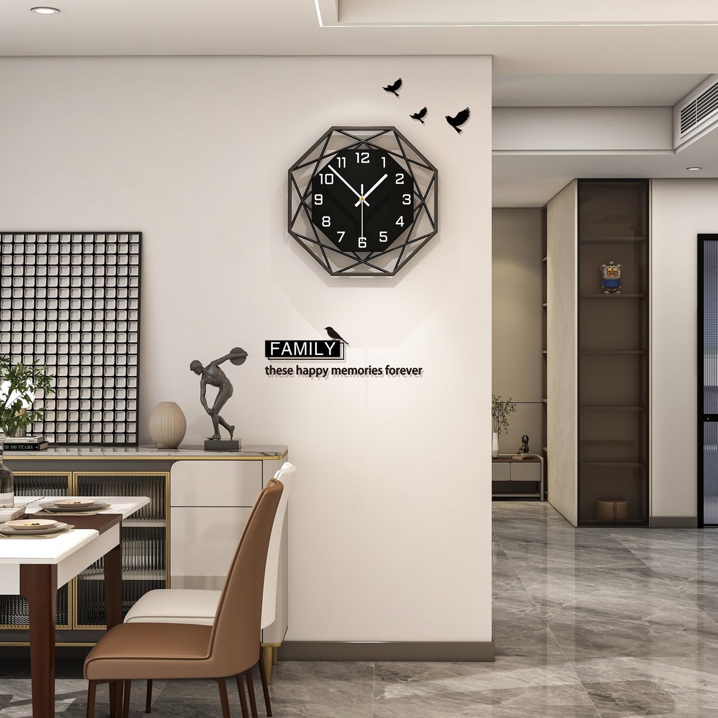 Modern Wall Clocks for Living Room Decor 12in Black Wall Clock Silent Non-Ticking Quartz Battery Operated for Office Kitchen Bedroom Bathroom Minimalist Small Clock Decoration Easy to Read