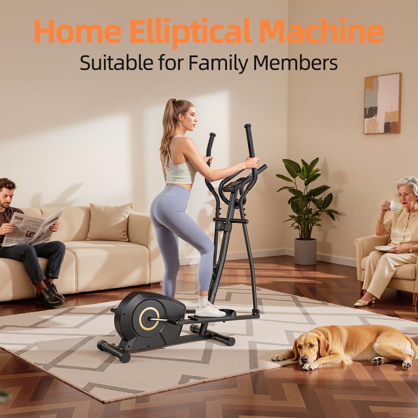 Elliptical Exercise Machine for Apartments and Homes,8 Levels of Magnetic Resistance,15.5-inch Stride Elliptical Machine, and Supports Users up to 400 pounds Elliptical Training Machines;