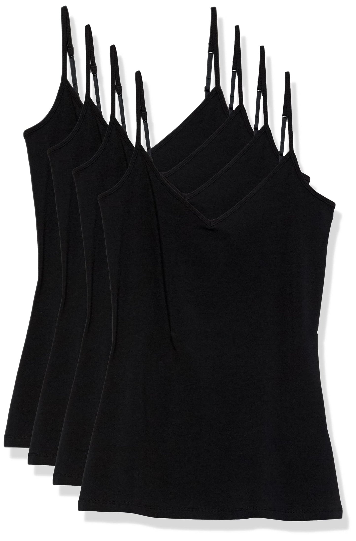 Amazon Essentials Women's Slim-Fit V-Neck Cami, Pack of 4