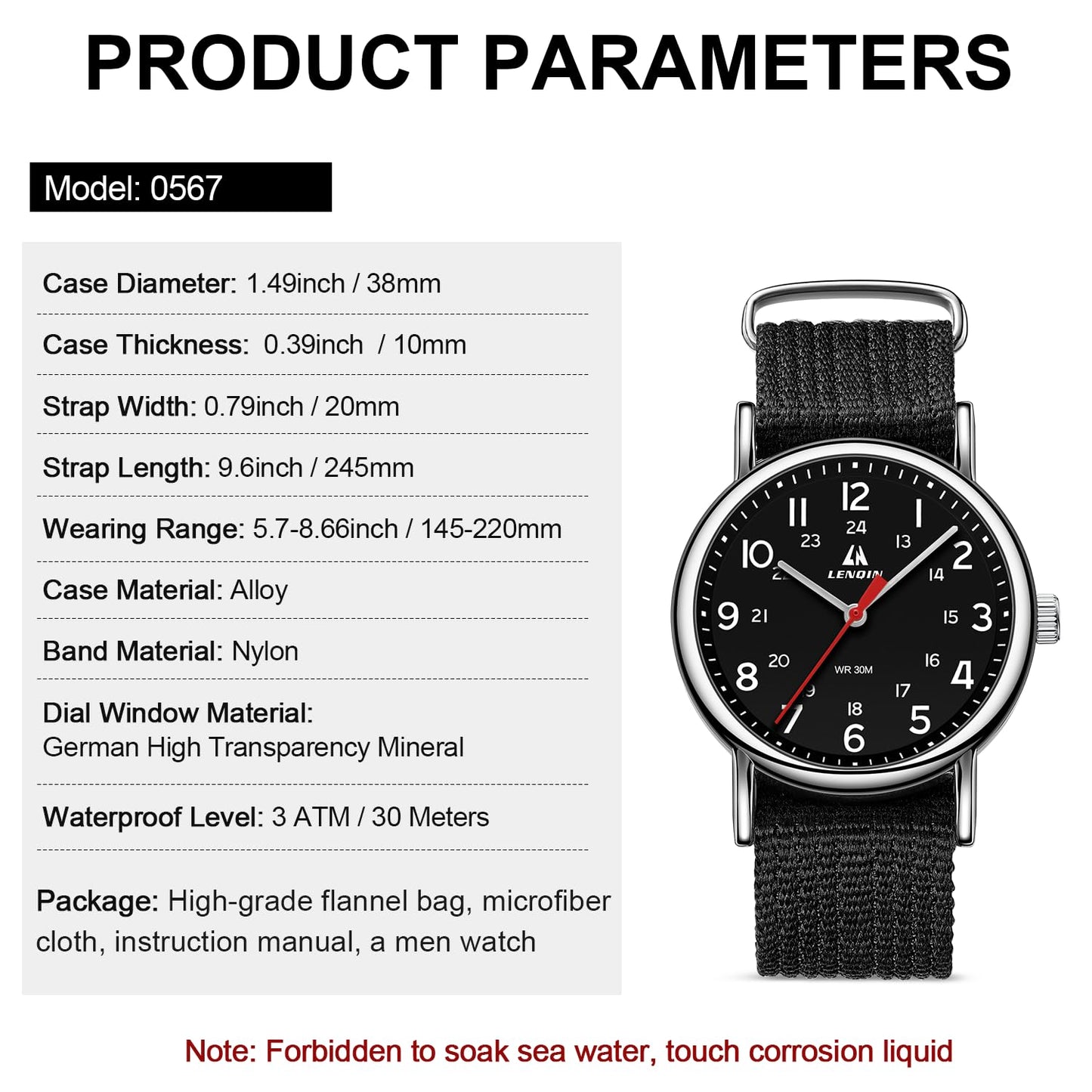 LN LENQIN Mens Watches Unisex Military Sport Nylon Strap Stylish Luminous Fashion Analog Quartz Watch for Men Waterproof Army Tactical Casual Wristwatch