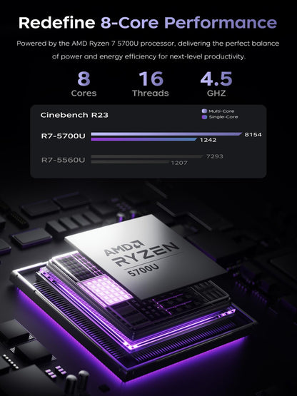 KAIGERR Gaming Laptop, 15.6inch Laptop Computer with AMD Ryzen 7 5700U(8C/16T, Up to 4.3GHz), 16GB RAM 512GB NVMe SSD Windows 11 Laptop, Radeon RX Vega 8 Graphics,WiFi 6, Webcam Cover Slide