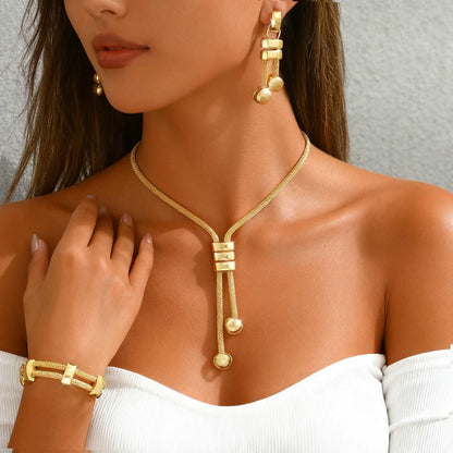 CLOACE Gold Long Choker Necklace Set Punk Cuban Y-Necklaces and Bracelet Fashion Chain Jewelry Accessories for Women