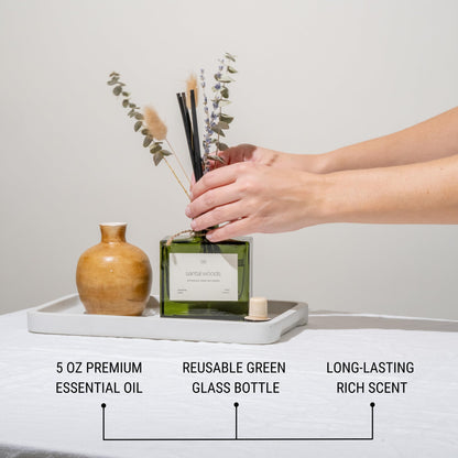 Craft & Kin Reed Diffuser with Dried Flowers | 5 oz Stone Fruit & Sage Scented Holiday Reed Diffusers for Home, Bathroom | Scent Sticks | Elegant Fragrance Home Decor for Men & Women