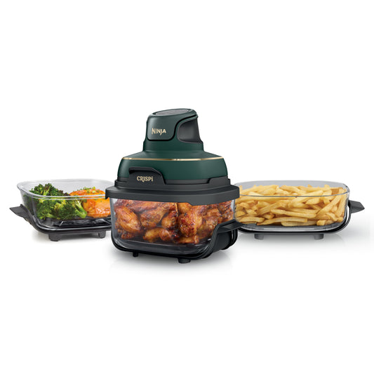 Ninja Crispi 4 in 1 Glass Air Fryer, 450°F, Non Toxic, 4QT and 6 Cup Containers with Lids, Dishwasher Safe, Cyberspace Gray, 1 Count, FN101GY