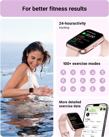 Tensky Smart Watch for Men/Women Android/iPhone/Samsung, Alexa Built-in, 1.8" Touch Screen Fitness Tracker with Answer/Make Calls, 3ATM Waterproof Heart Rate/Sleep/SpO2 Monitor, 120+ Sport Modes