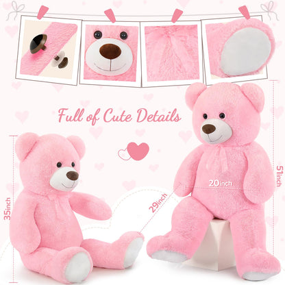 Toys Studio 47 Inch Big Teddy Bear Giant Stuffed Animal for Girls, 4 Feet Large Teddy Bear Baby Shower Party Decorations Kids Women Girlfriend Christmas Valentines Gifts, Light Brown