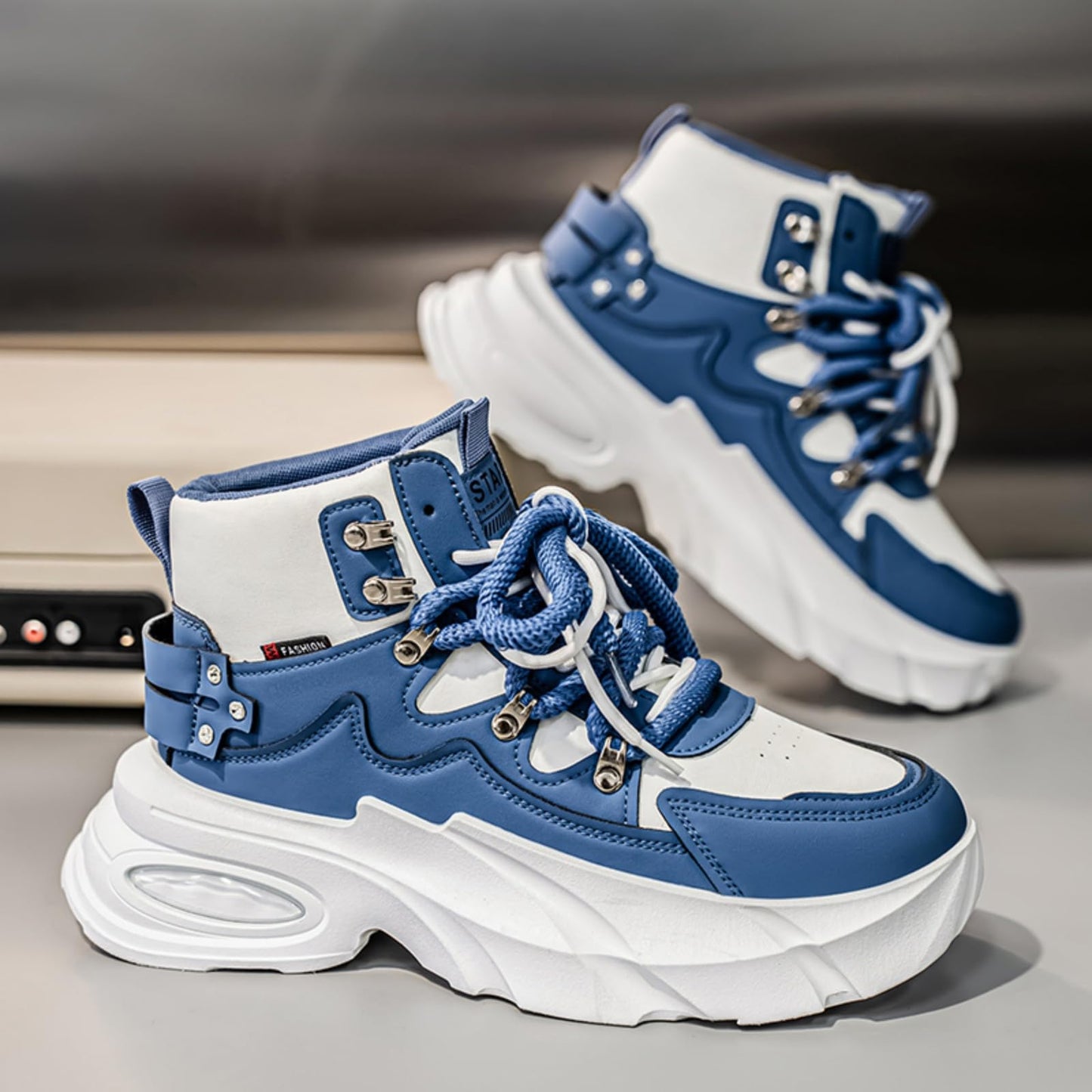 Men's Fashion Platform Sneakers —— Durable, Platform, high - top Casual Shoes, Durable Platform lace - up Casual Shoes, Suitable for Outdoor and Daily wear