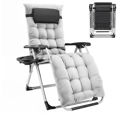 Alpen Zero Gravity Lounge Chair Set of 2, Patio Chair Folding Lounge Chairs for Outside, Portable Camping Chairs with Pillow and Cup Holder, Outdoor Recliner for Beach Outdoor Camping, Black